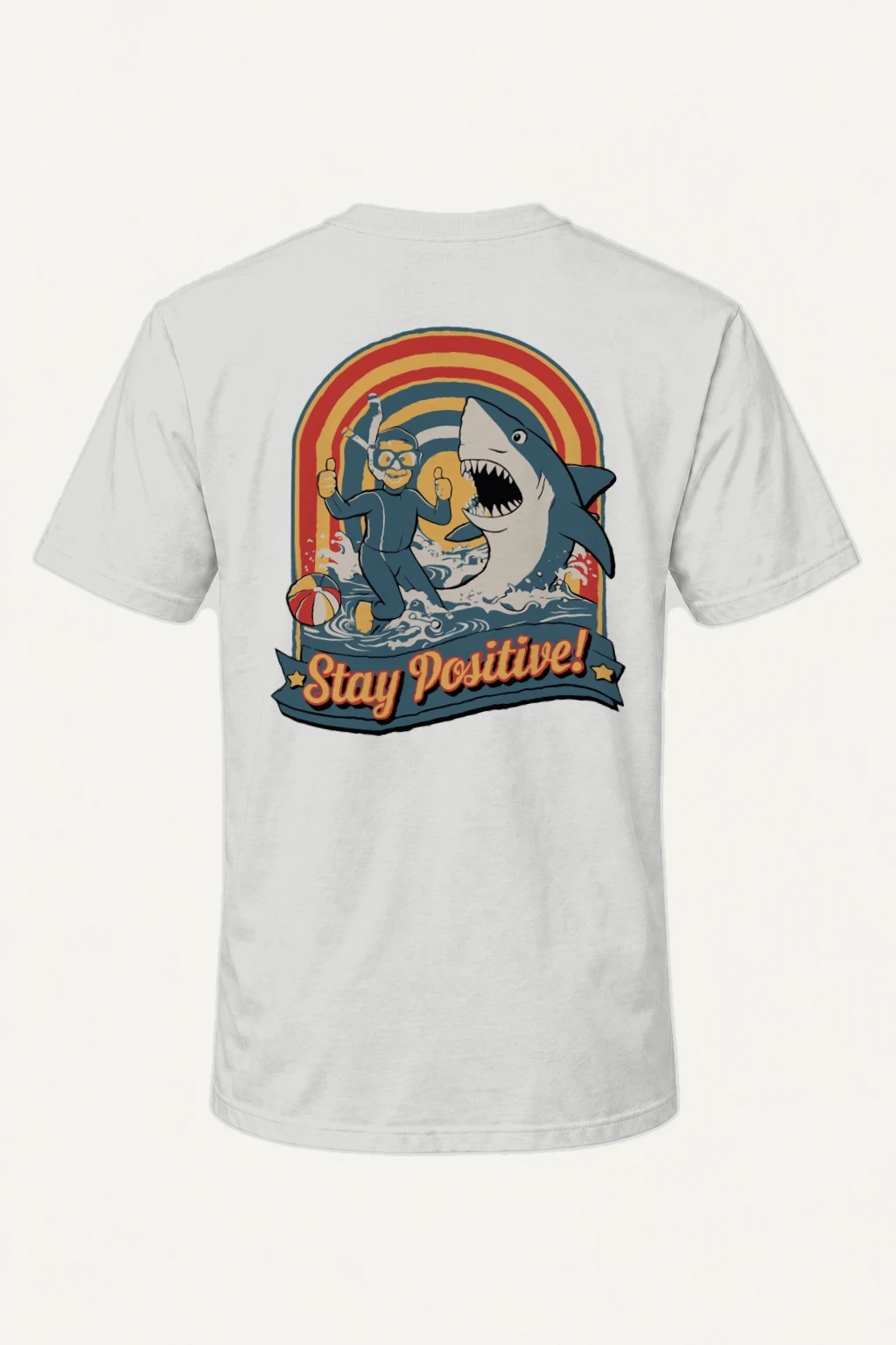 "Snorkeler And Shark" Heavyweight Unisex Crewneck T-shirt | Gildan 5000