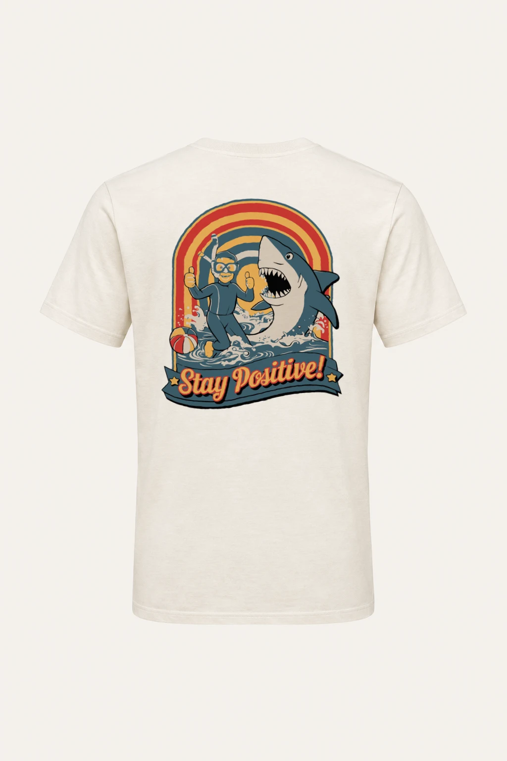 "Snorkeler And Shark" Heavyweight Unisex Crewneck T-shirt | Gildan 5000