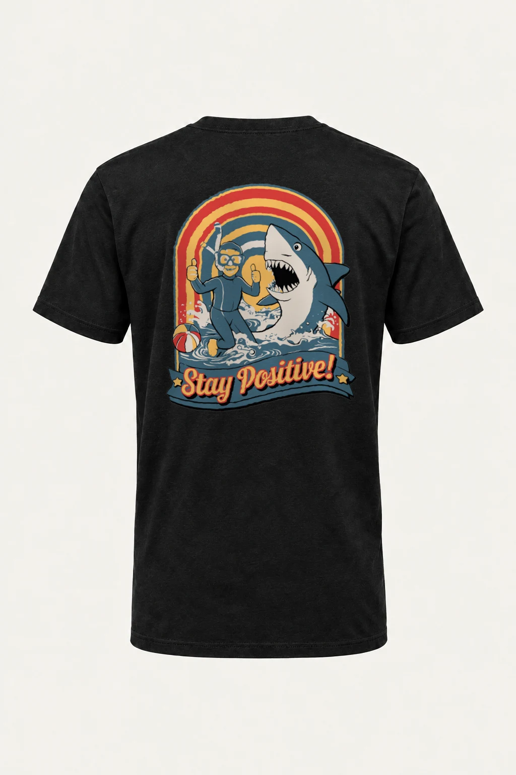 "Snorkeler And Shark" Heavyweight Unisex Crewneck T-shirt | Gildan 5000