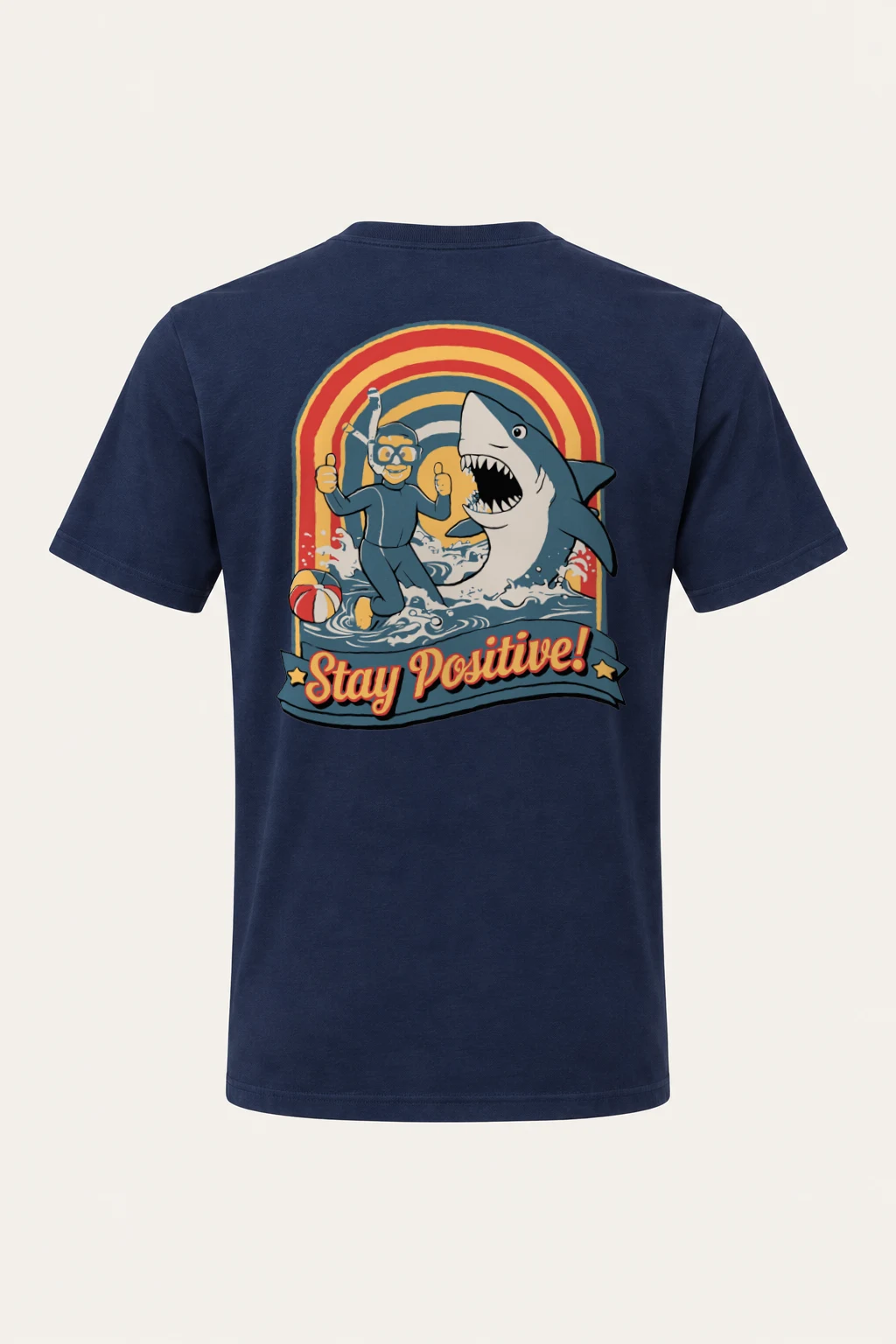"Snorkeler And Shark" Heavyweight Unisex Crewneck T-shirt | Gildan 5000