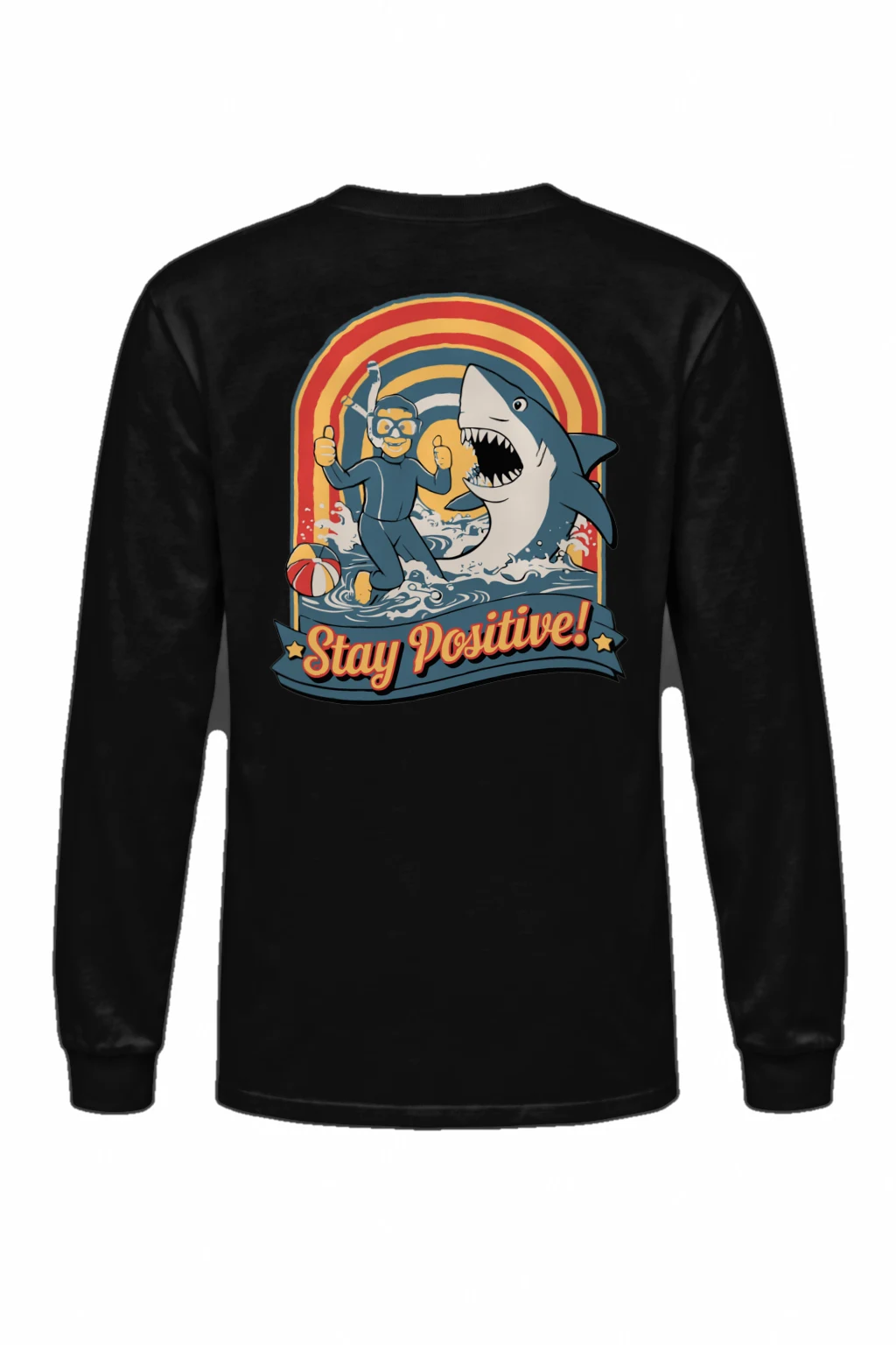"Snorkeler And Shark" Unisex Longsleeve T-shirt | Gildan 2400
