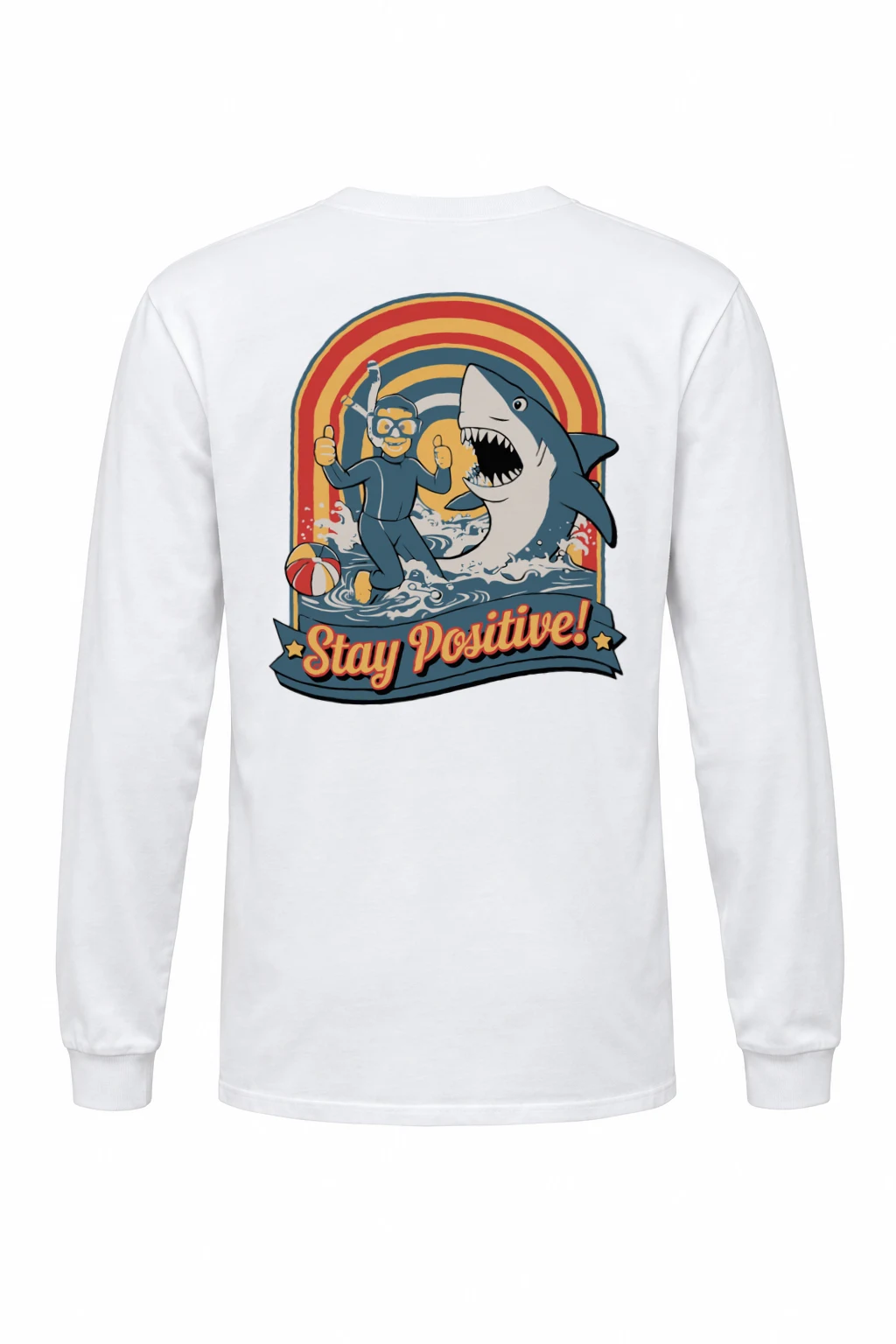 "Snorkeler And Shark" Unisex Longsleeve T-shirt | Gildan 2400