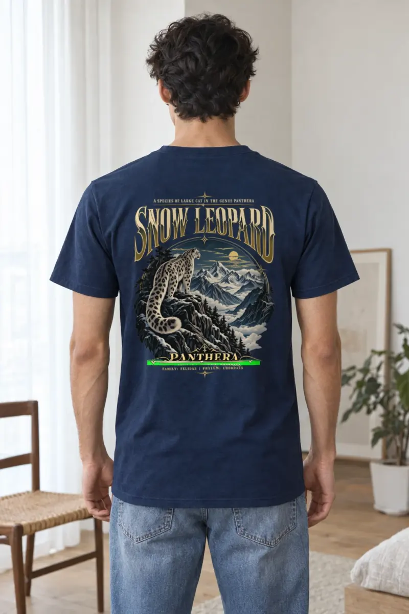 "Snow Leopard" Heavyweight Unisex Crewneck T-shirt | Gildan 5000