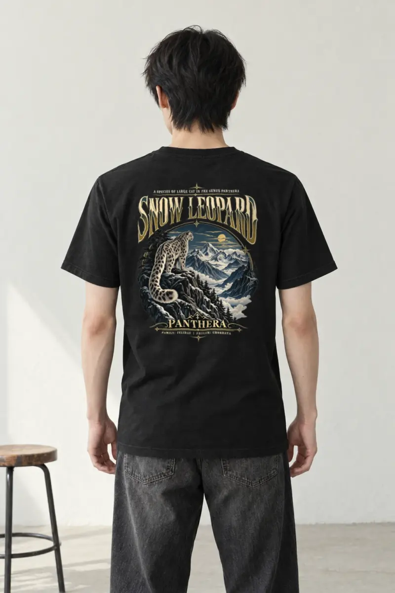 "Snow Leopard" Heavyweight Unisex Crewneck T-shirt | Gildan 5000