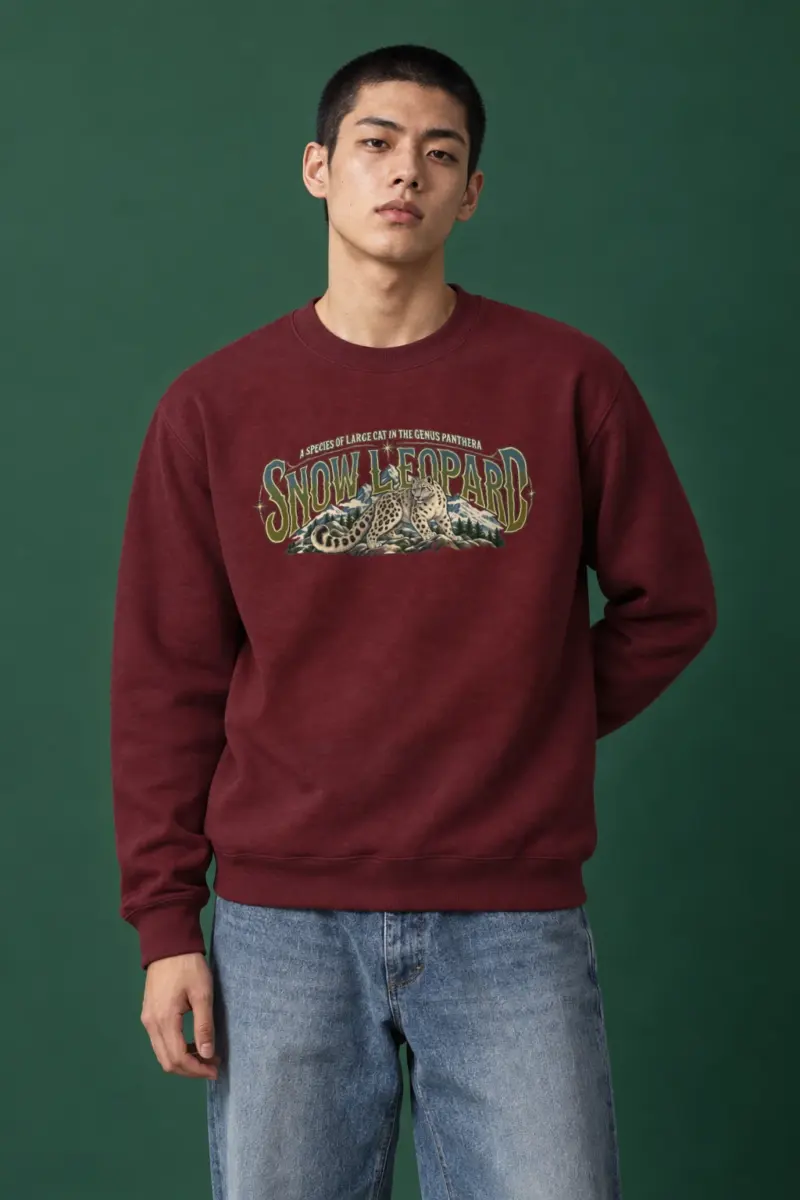 "Snow Leopard Study" Heavy Blend Unisex Crewneck Sweatshirt | Gildan 18000