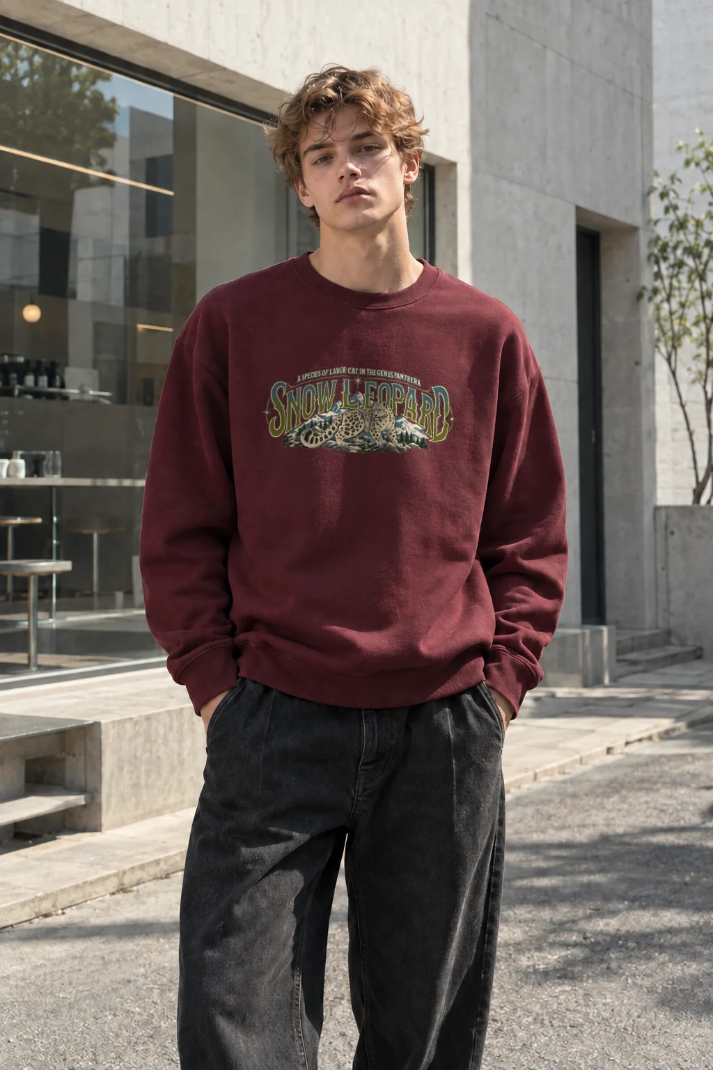 "Snow Leopard Study" Heavy Blend Unisex Crewneck Sweatshirt | Gildan 18000