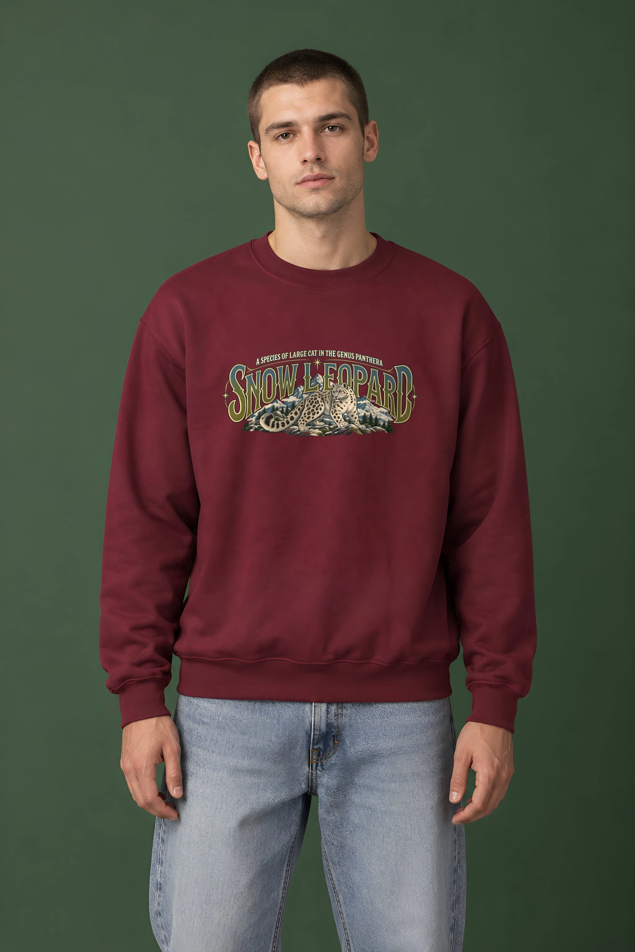 "Snow Leopard Study" 1 Crewneck Sweatshirt