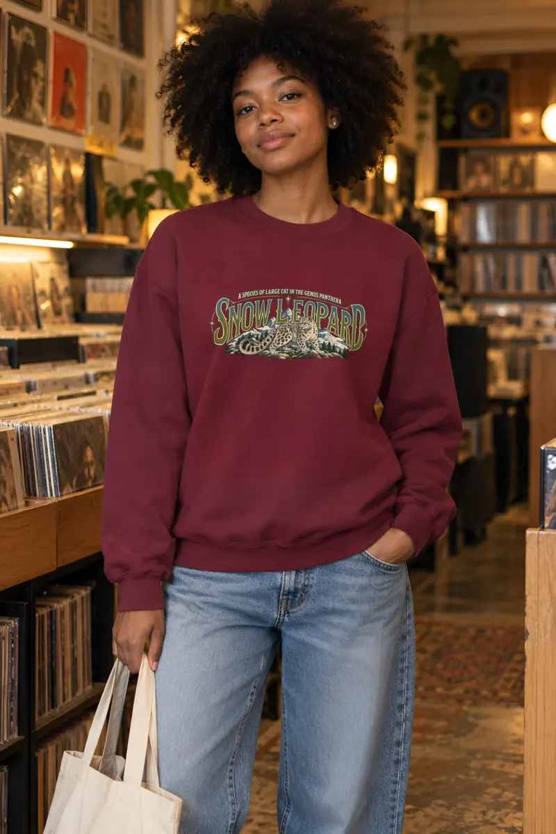 "Snow Leopard Study" Heavy Blend Unisex Crewneck Sweatshirt