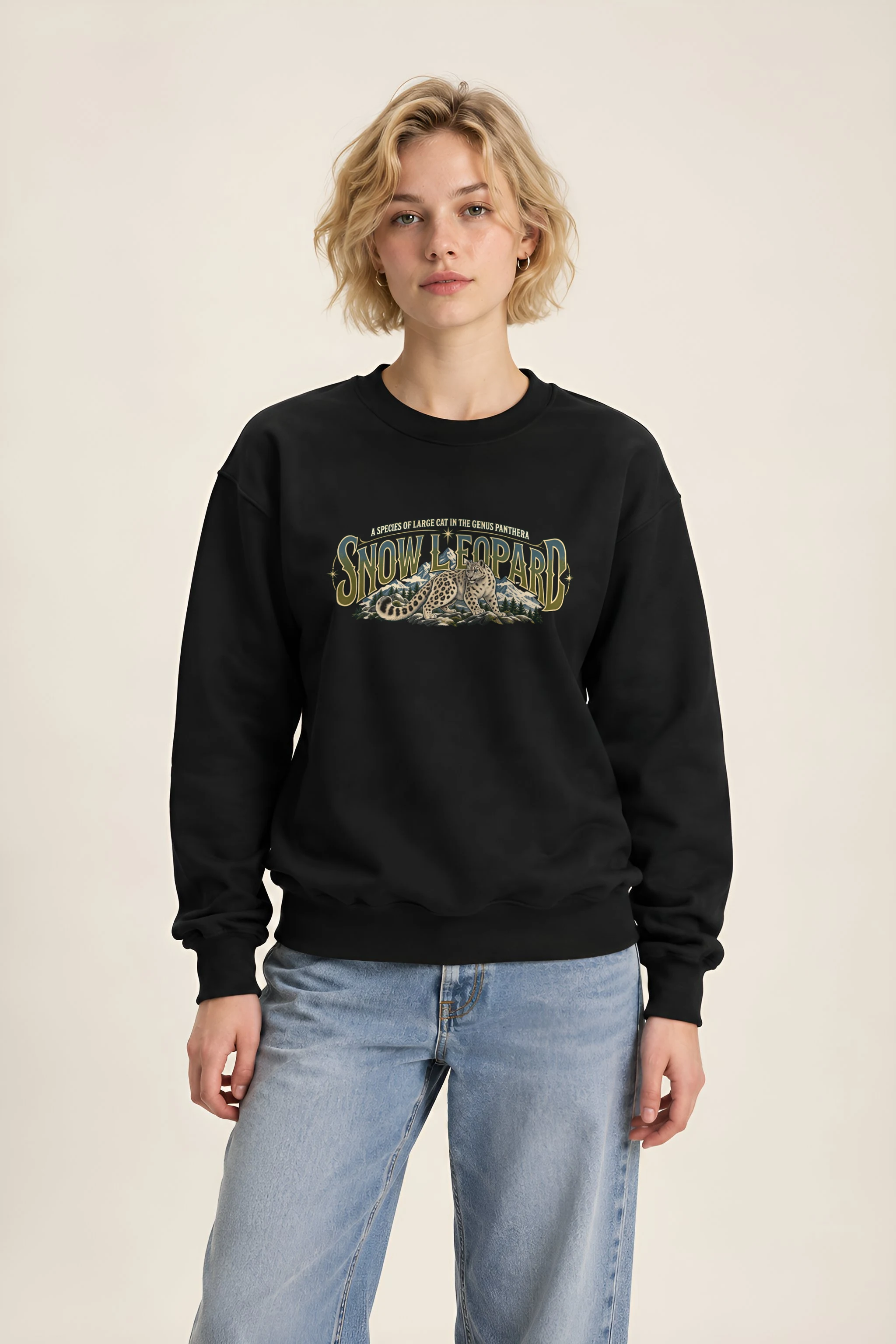 "Snow Leopard Study" 1 Crewneck Sweatshirt