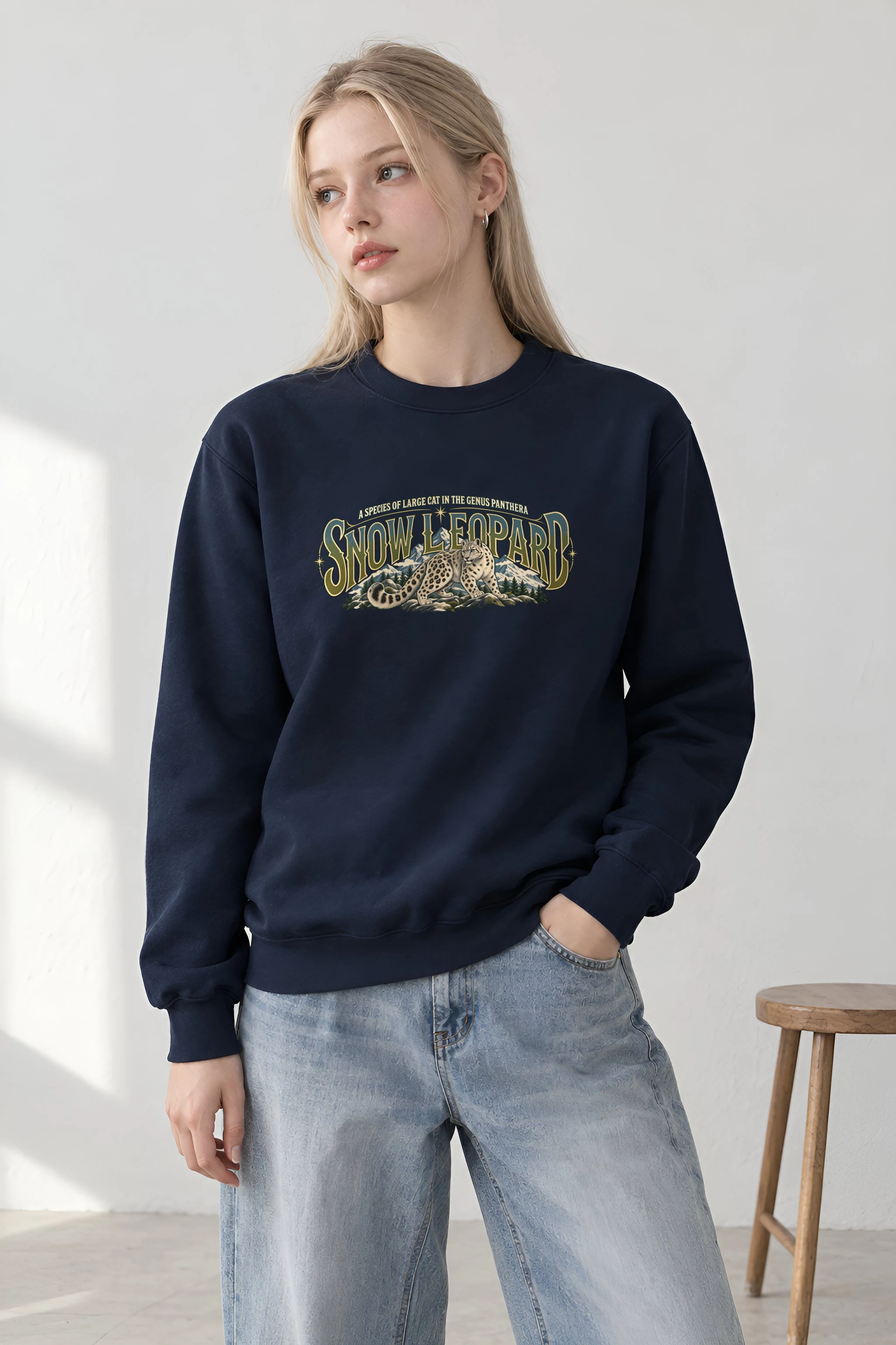 "Snow Leopard Study" 1 Crewneck Sweatshirt