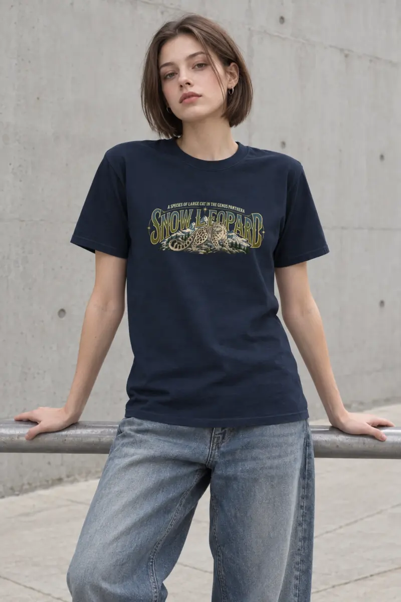 "Snow Leopard Study" Heavyweight Unisex Crewneck T-shirt