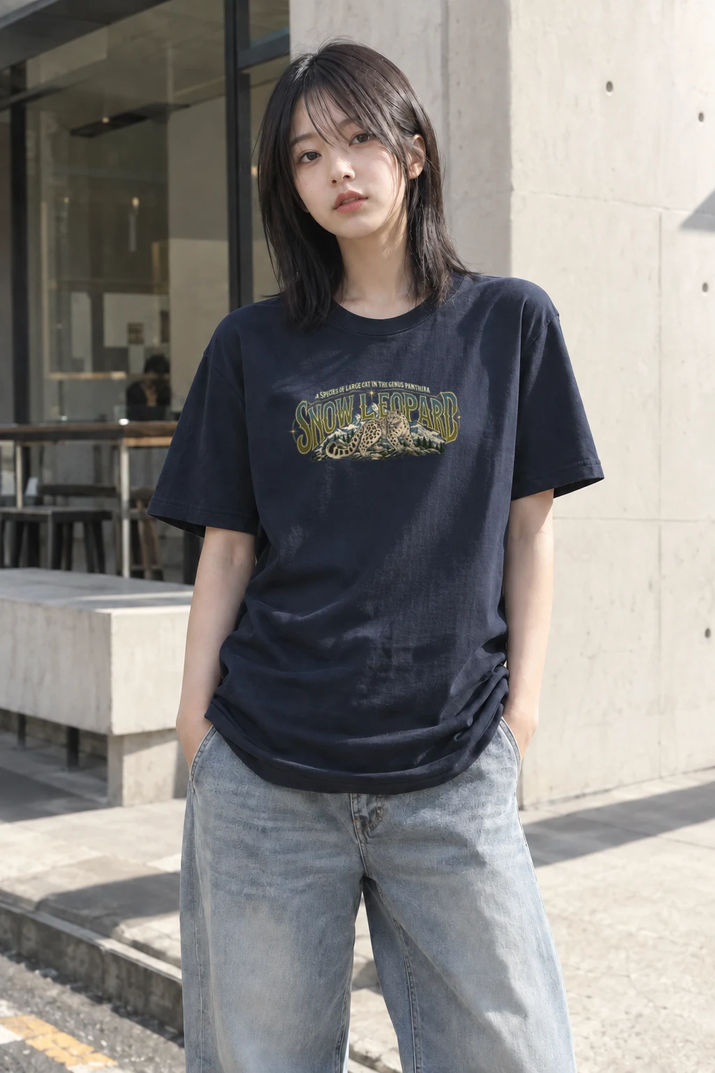 "Snow Leopard Study" Heavyweight Unisex Crewneck T-shirt | Gildan 5000