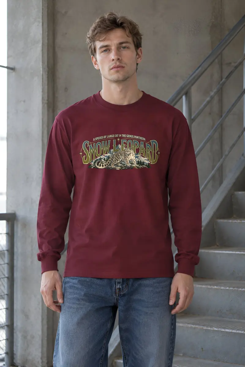"Snow Leopard Study" Unisex Longsleeve T-shirt