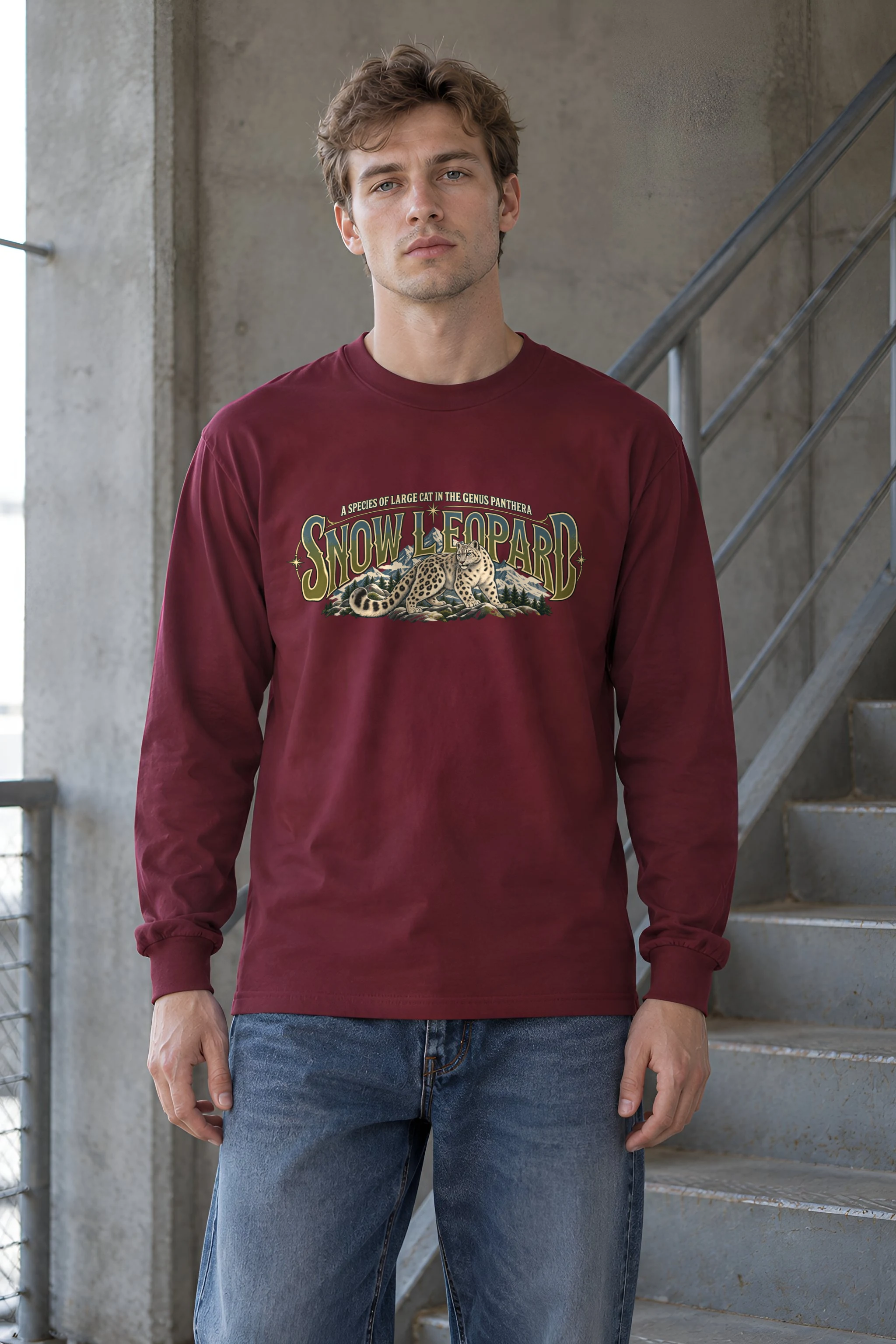 "Snow Leopard Study" Unisex Longsleeve T-shirt