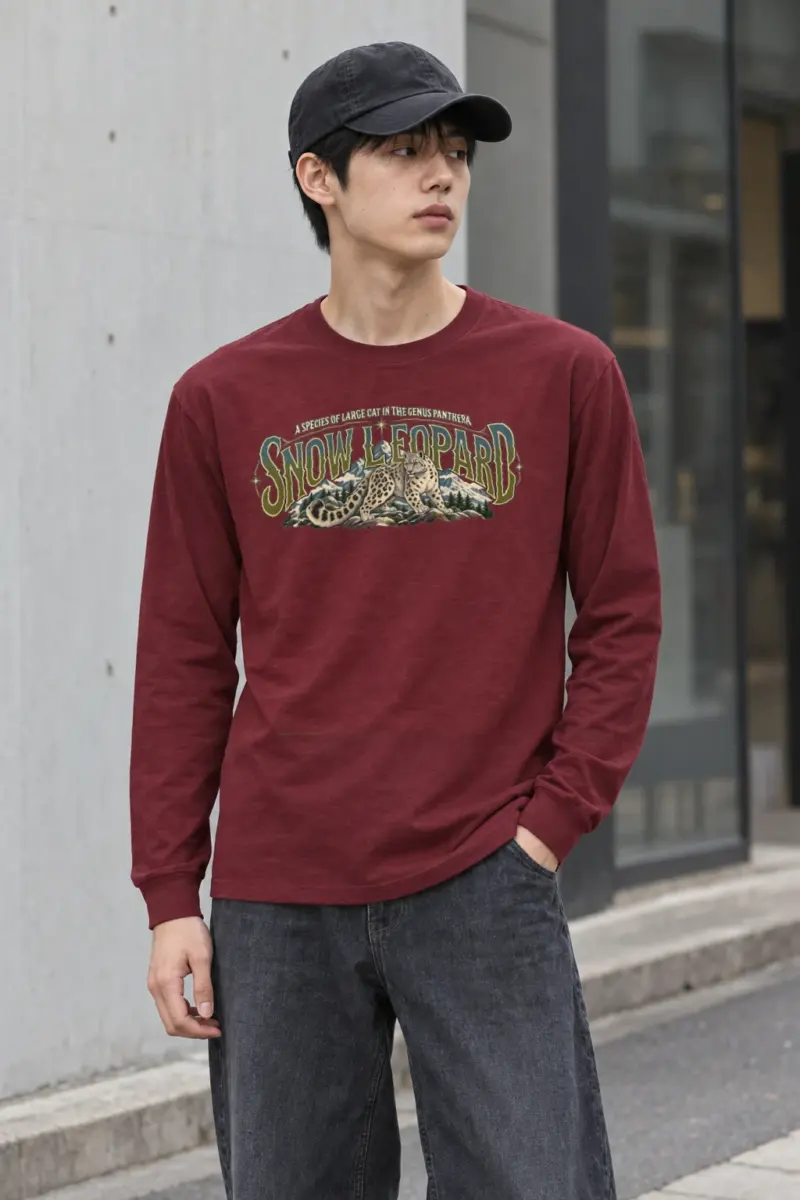 "Snow Leopard Study" Unisex Longsleeve T-shirt | Gildan 2400