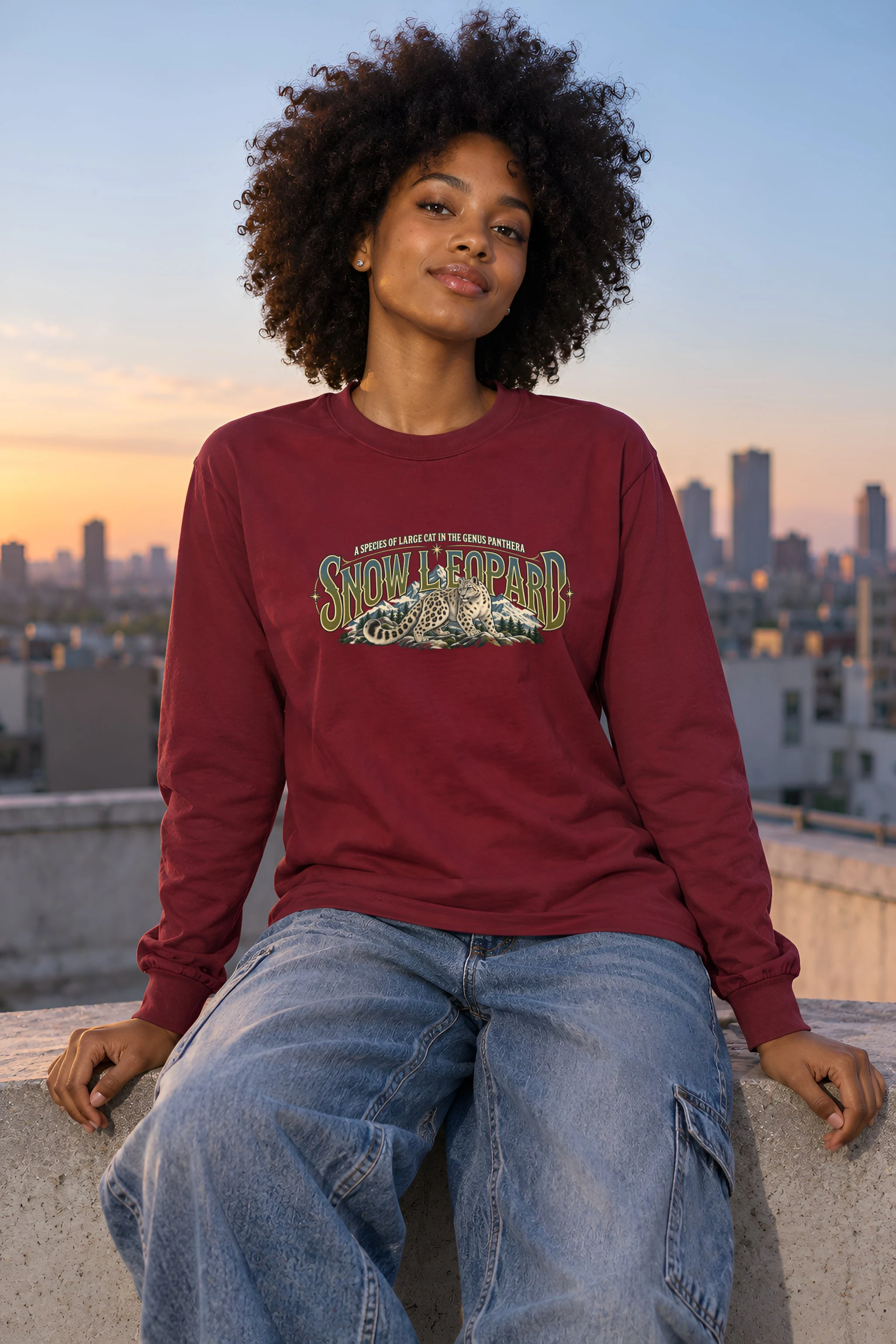 "Snow Leopard Study" Unisex Longsleeve T-shirt