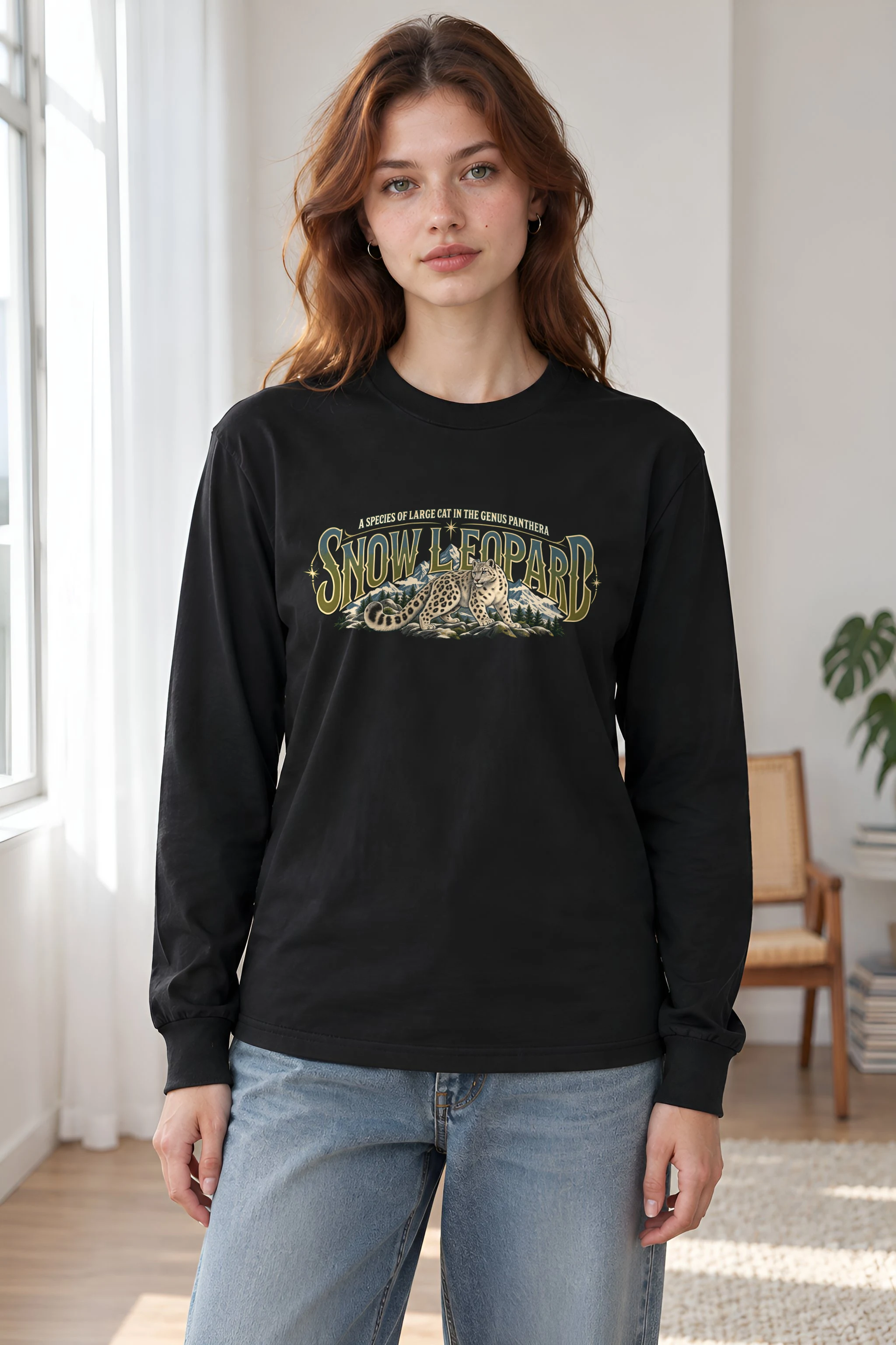 "Snow Leopard Study" Unisex Longsleeve T-shirt