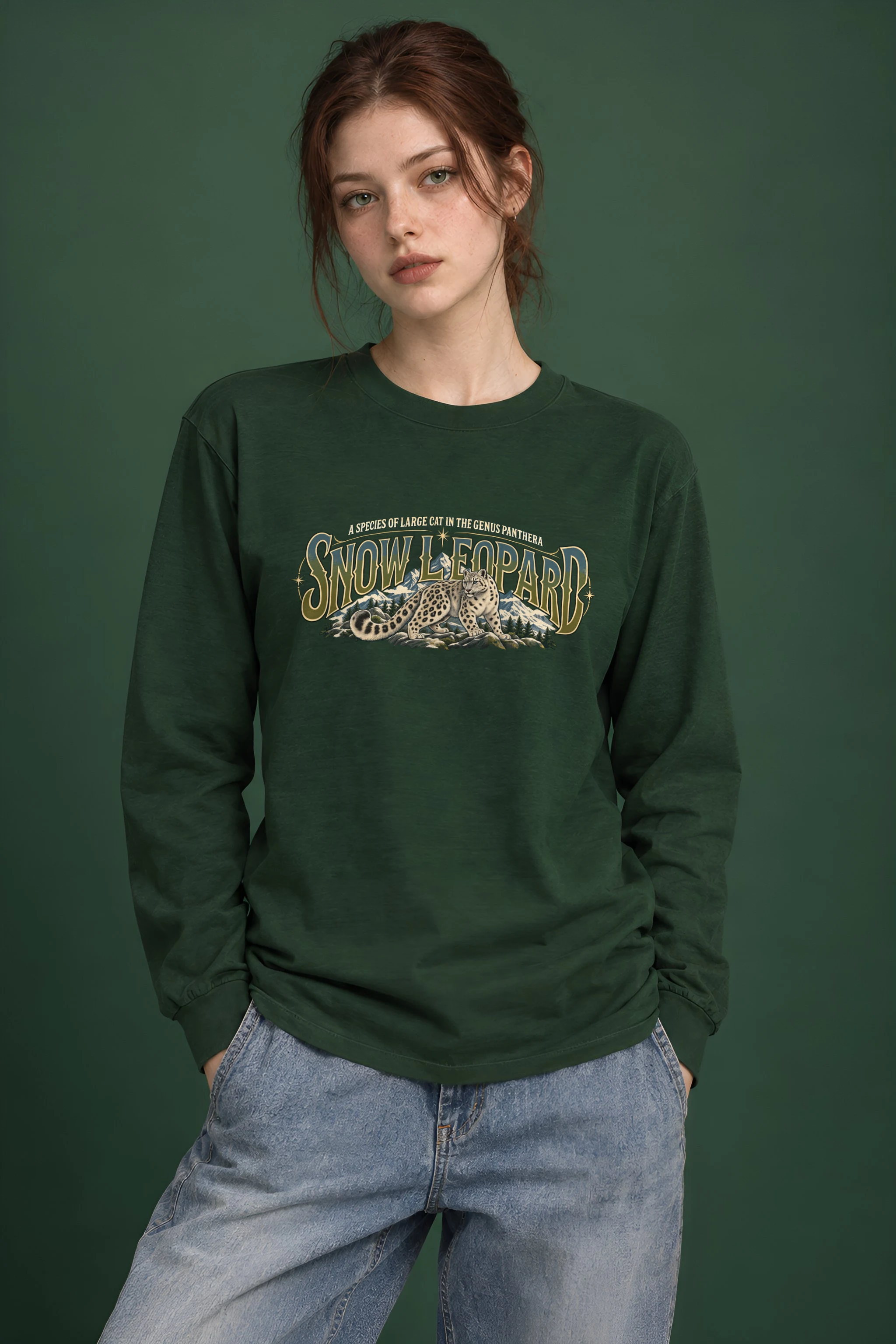 "Snow Leopard Study" Unisex Longsleeve T-shirt