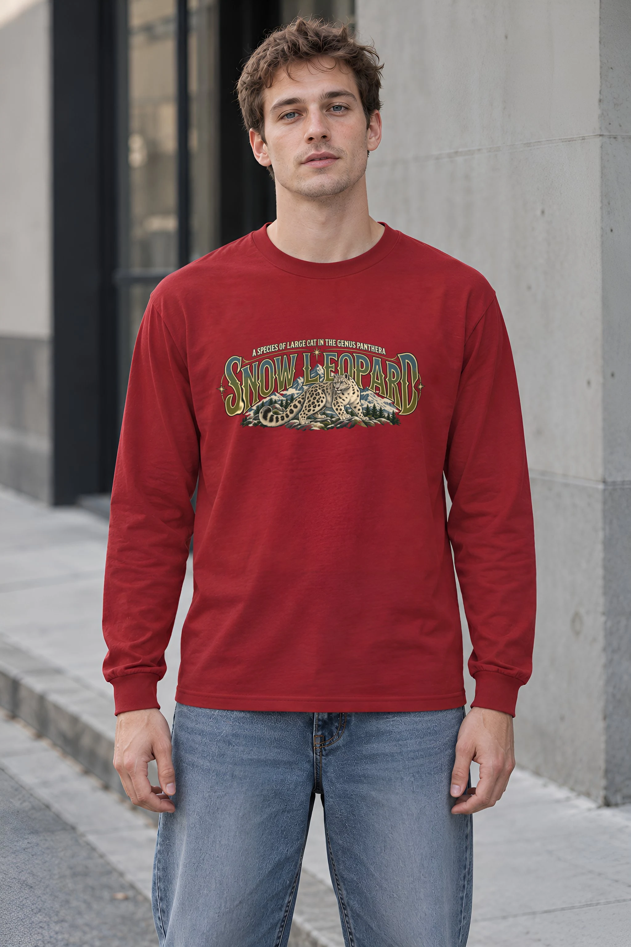 "Snow Leopard Study" Unisex Longsleeve T-shirt