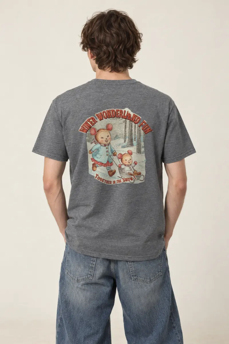 "Snowy Forest Mice" Heavyweight Unisex Crewneck T-shirt