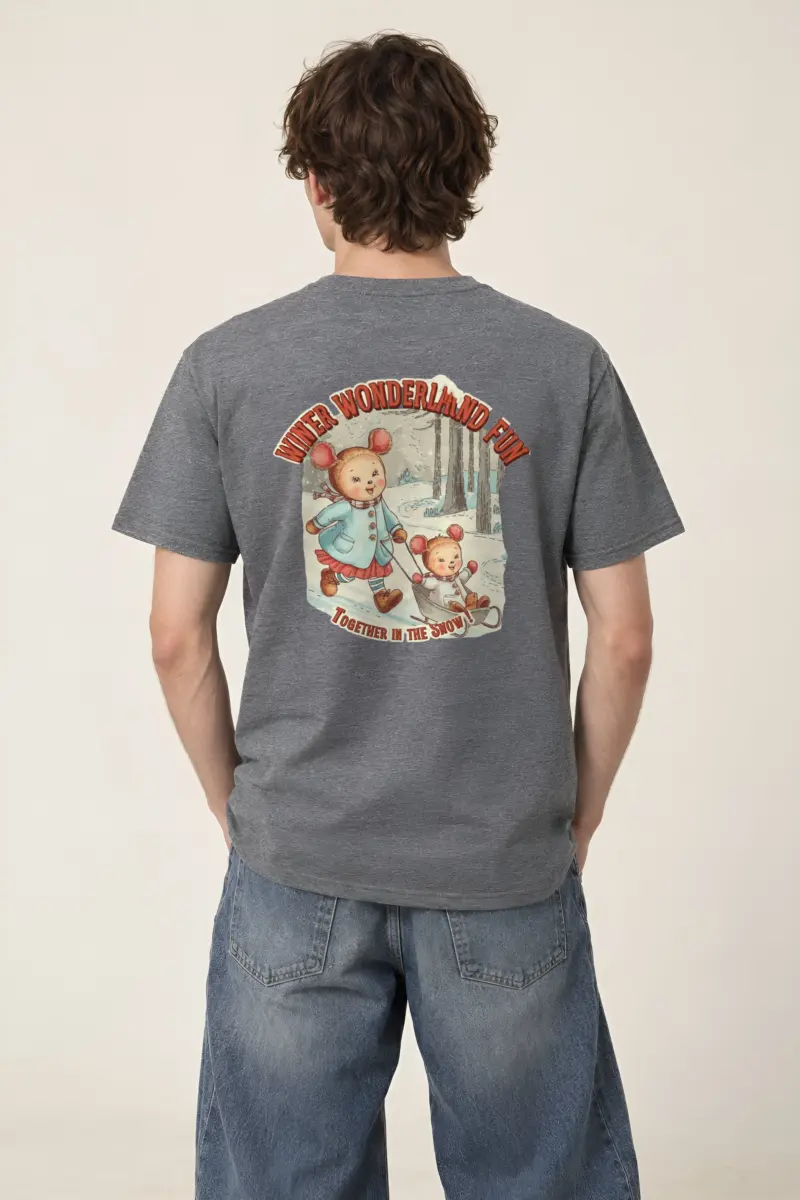 "Snowy Forest Mice" Heavyweight Unisex Crewneck T-shirt