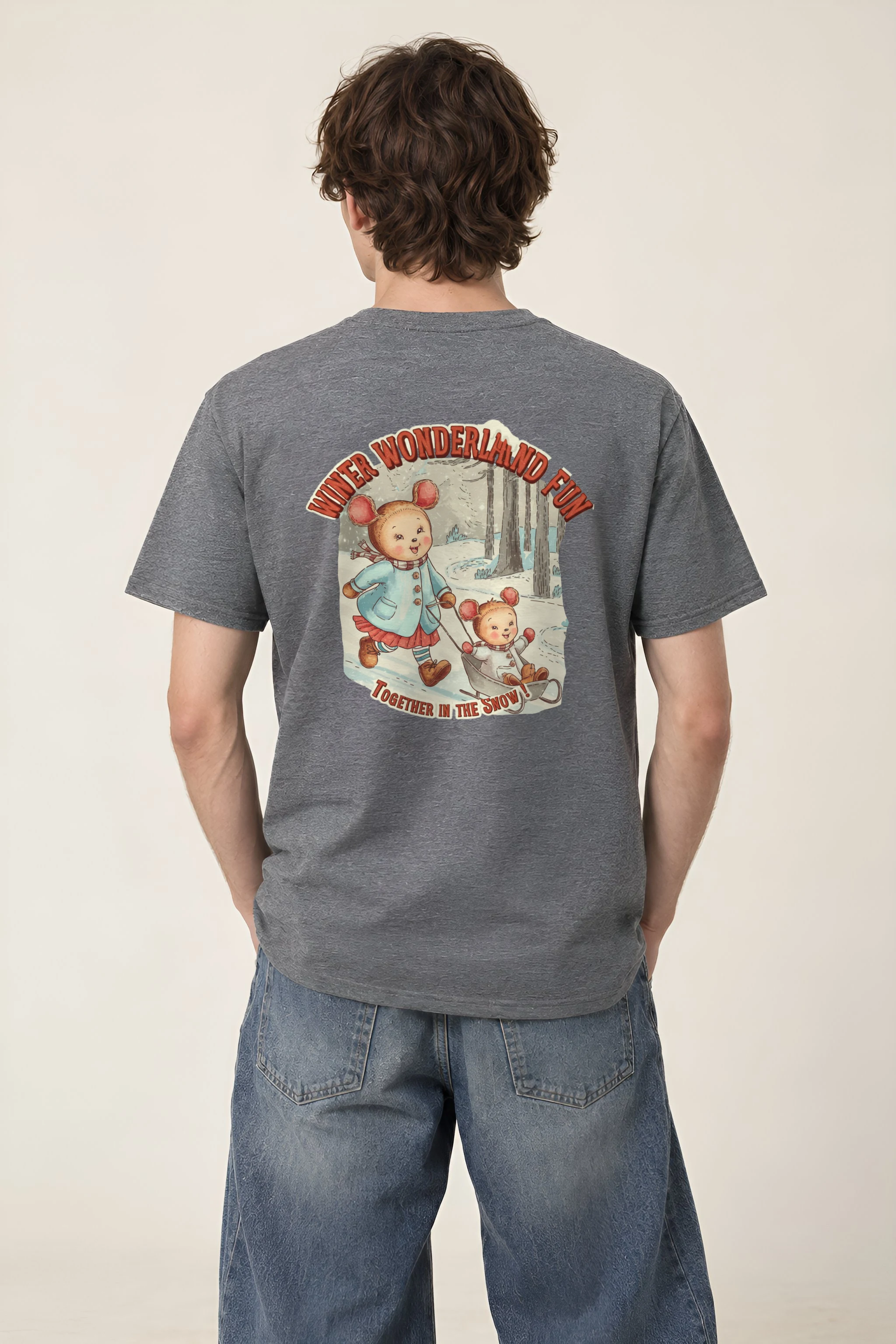 "Snowy Forest Mice" Heavyweight Unisex Crewneck T-shirt