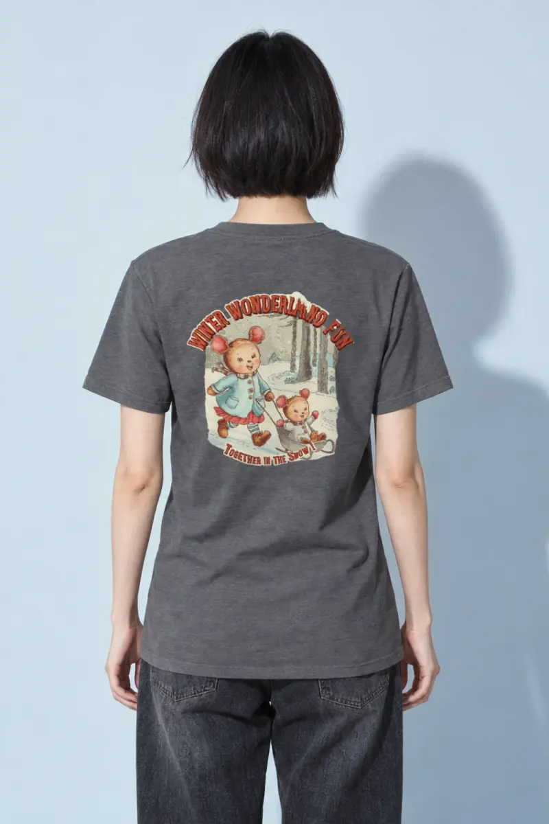 "Snowy Forest Mice" Heavyweight Unisex Crewneck T-shirt
