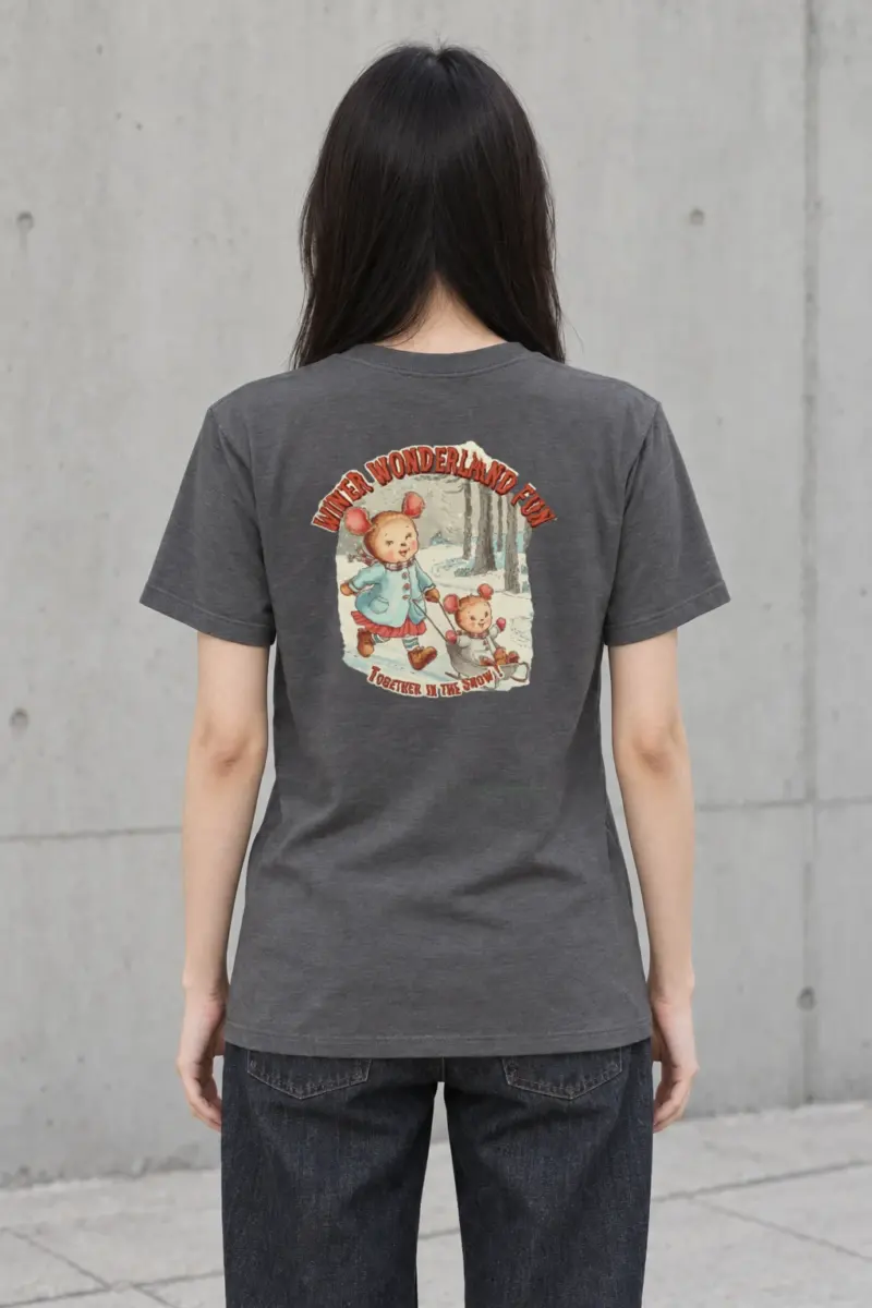 "Snowy Forest Mice" Heavyweight Unisex Crewneck T-shirt | Gildan 5000