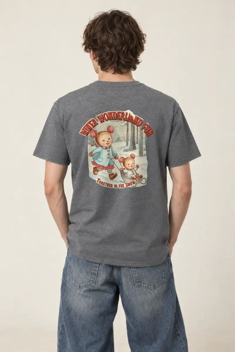 "Snowy Forest Mice" Heavyweight Unisex Crewneck T-shirt