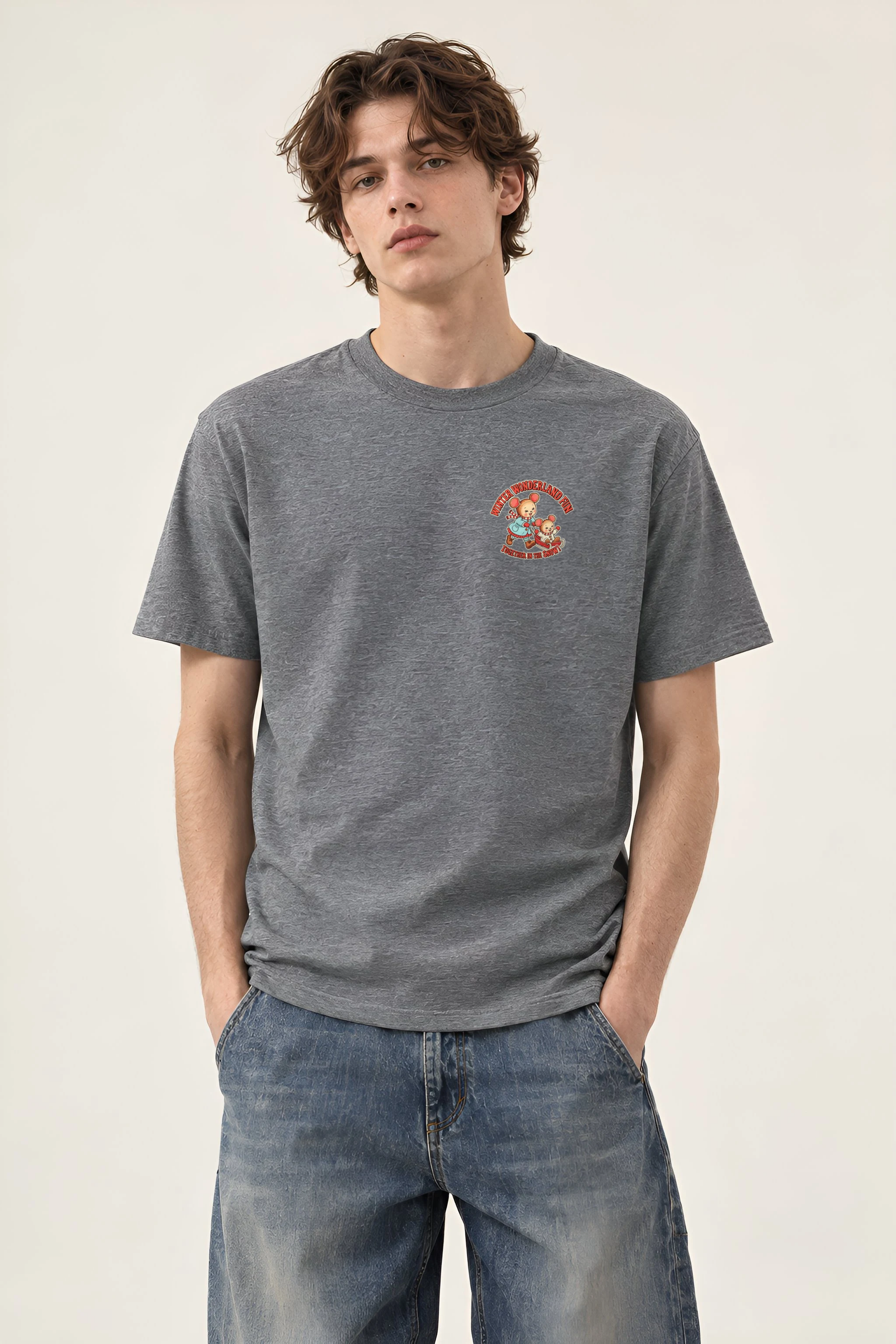 "Snowy Forest Mice" Heavyweight Unisex Crewneck T-shirt