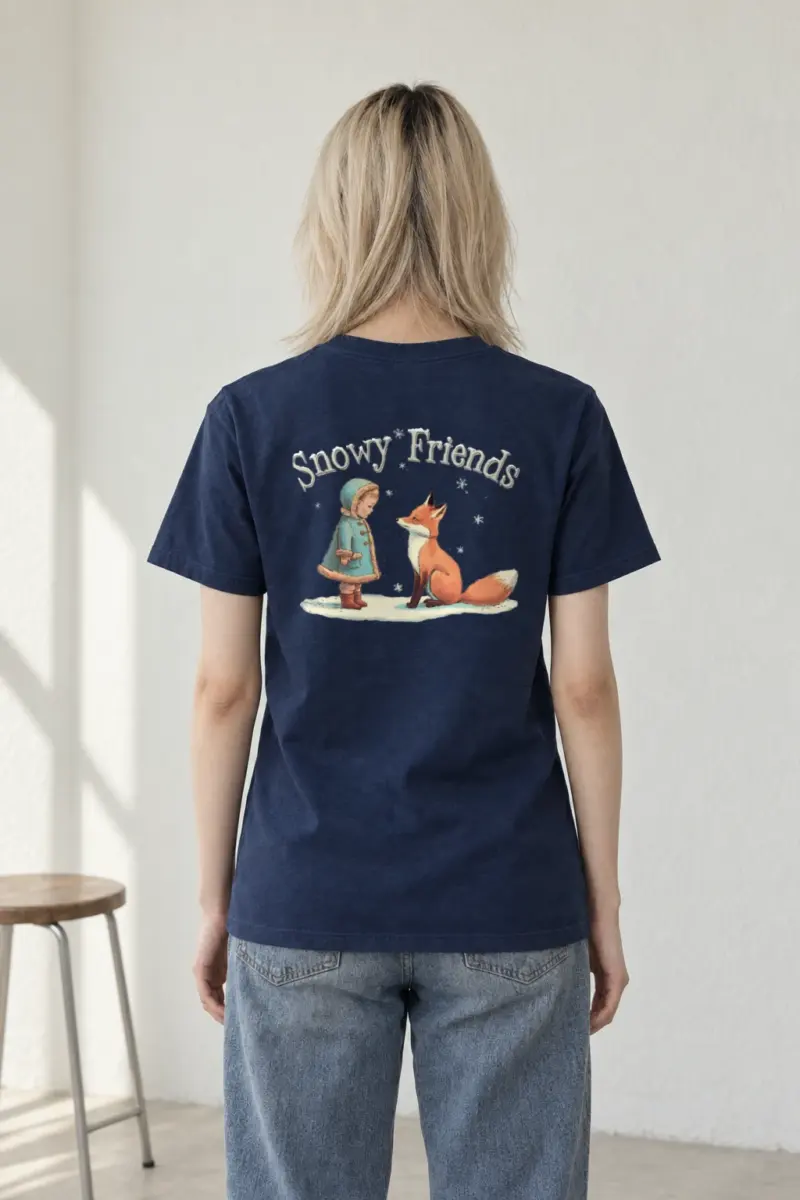 "Snowy Friends" Heavyweight Unisex Crewneck T-shirt
