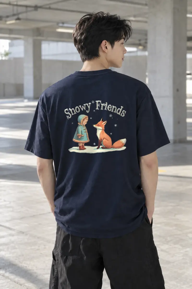 "Snowy Friends" Heavyweight Unisex Crewneck T-shirt | Gildan 5000