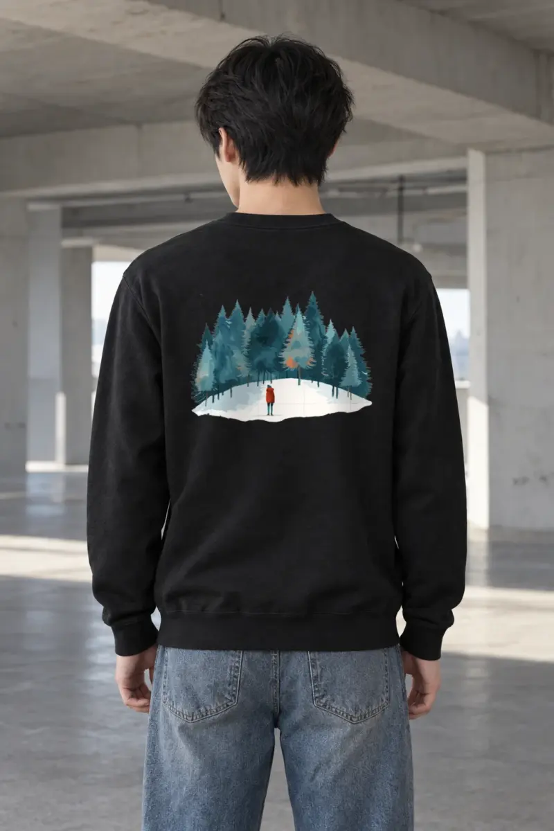 "Snowy Pine Path" Heavy Blend Unisex Crewneck Sweatshirt