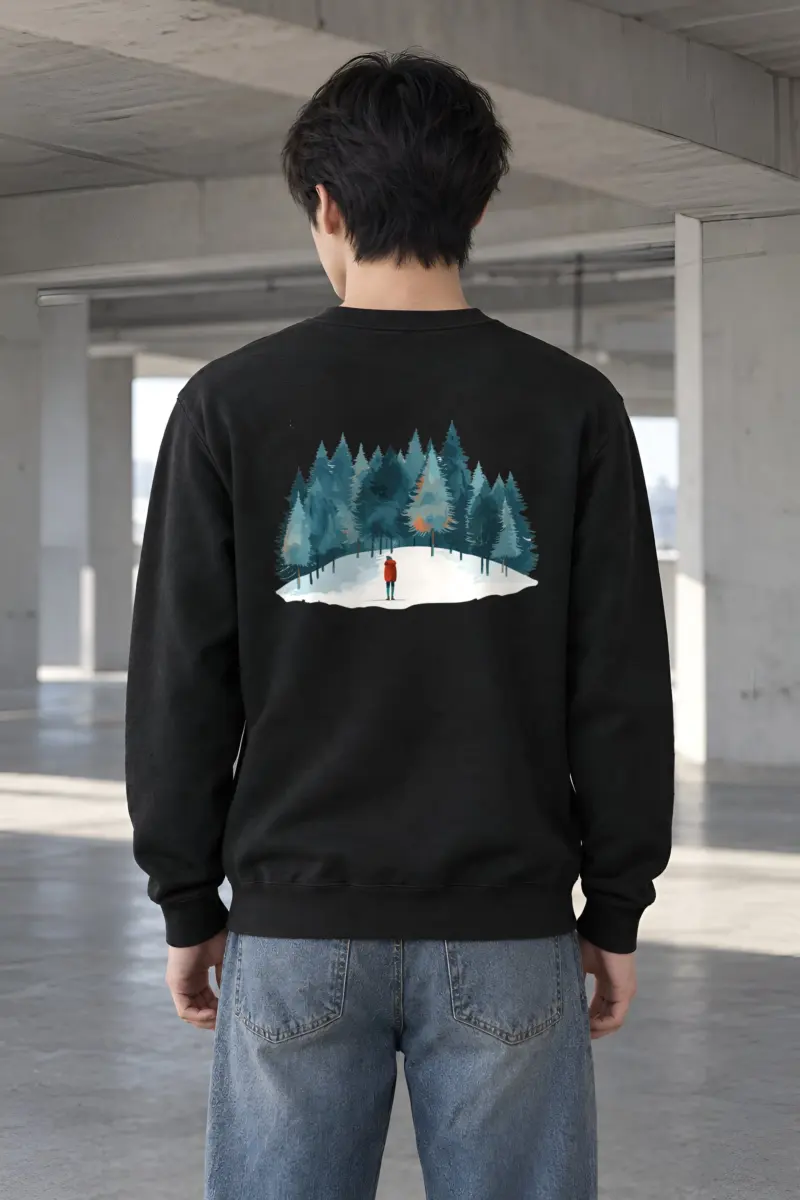 "Snowy Pine Path" Heavy Blend Unisex Crewneck Sweatshirt