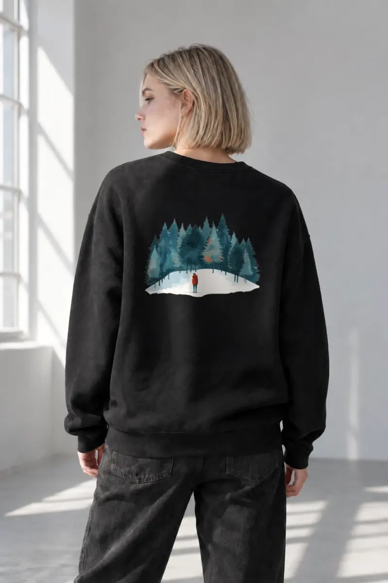 “Snowy Pine Path” Heavy Blend Unisex Crewneck Sweatshirt | Gildan 18000