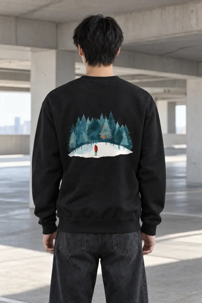 "Snowy Pine Path" Heavy Blend Unisex Crewneck Sweatshirt