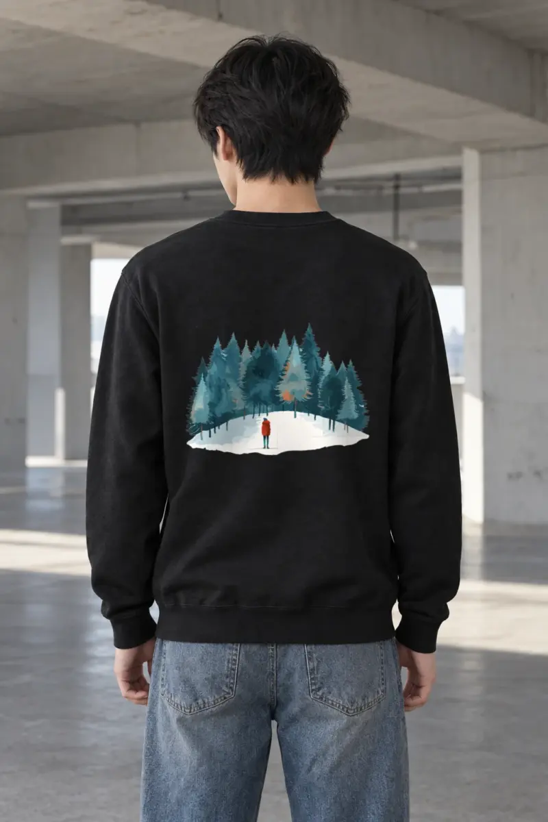 "Snowy Pine Path" Heavy Blend Unisex Crewneck Sweatshirt