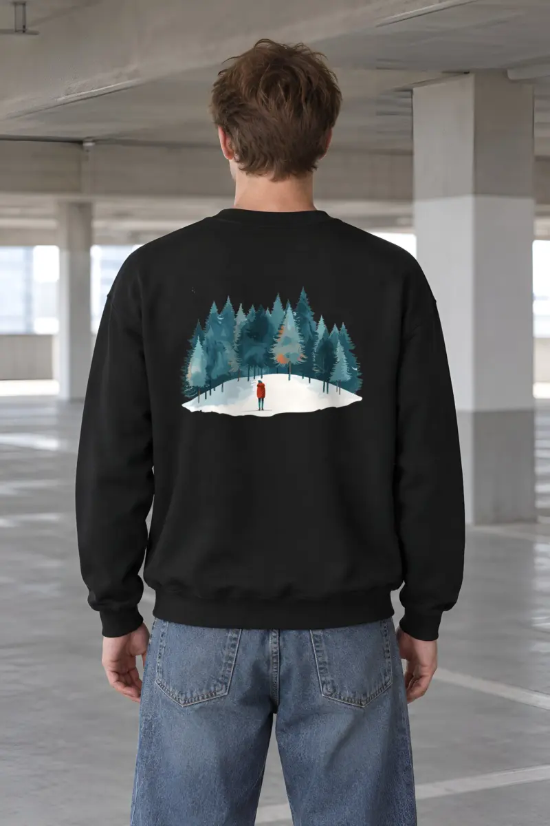 "Snowy Pine Path" Heavy Blend Unisex Crewneck Sweatshirt