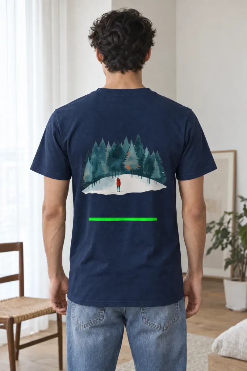 "Snowy Pine Path" Heavyweight Unisex Crewneck T-shirt | Gildan 5000