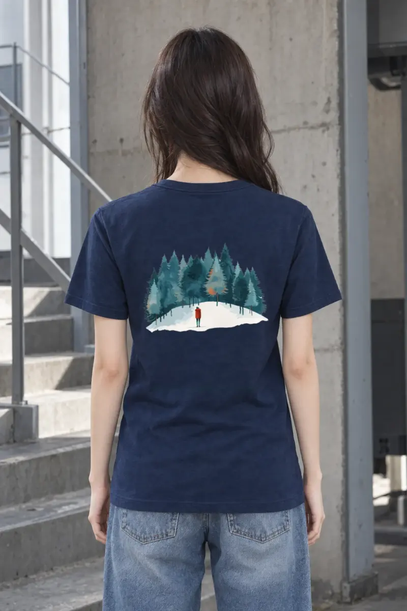 "Snowy Pine Path" Heavyweight Unisex Crewneck T-shirt | Gildan 5000