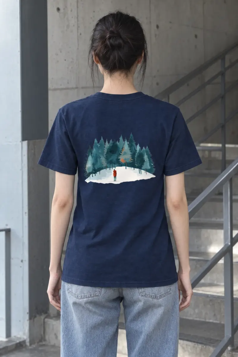 "Snowy Pine Path" Heavyweight Unisex Crewneck T-shirt