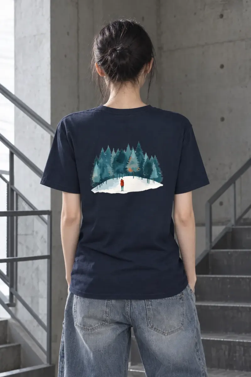 "Snowy Pine Path" Heavyweight Unisex Crewneck T-shirt
