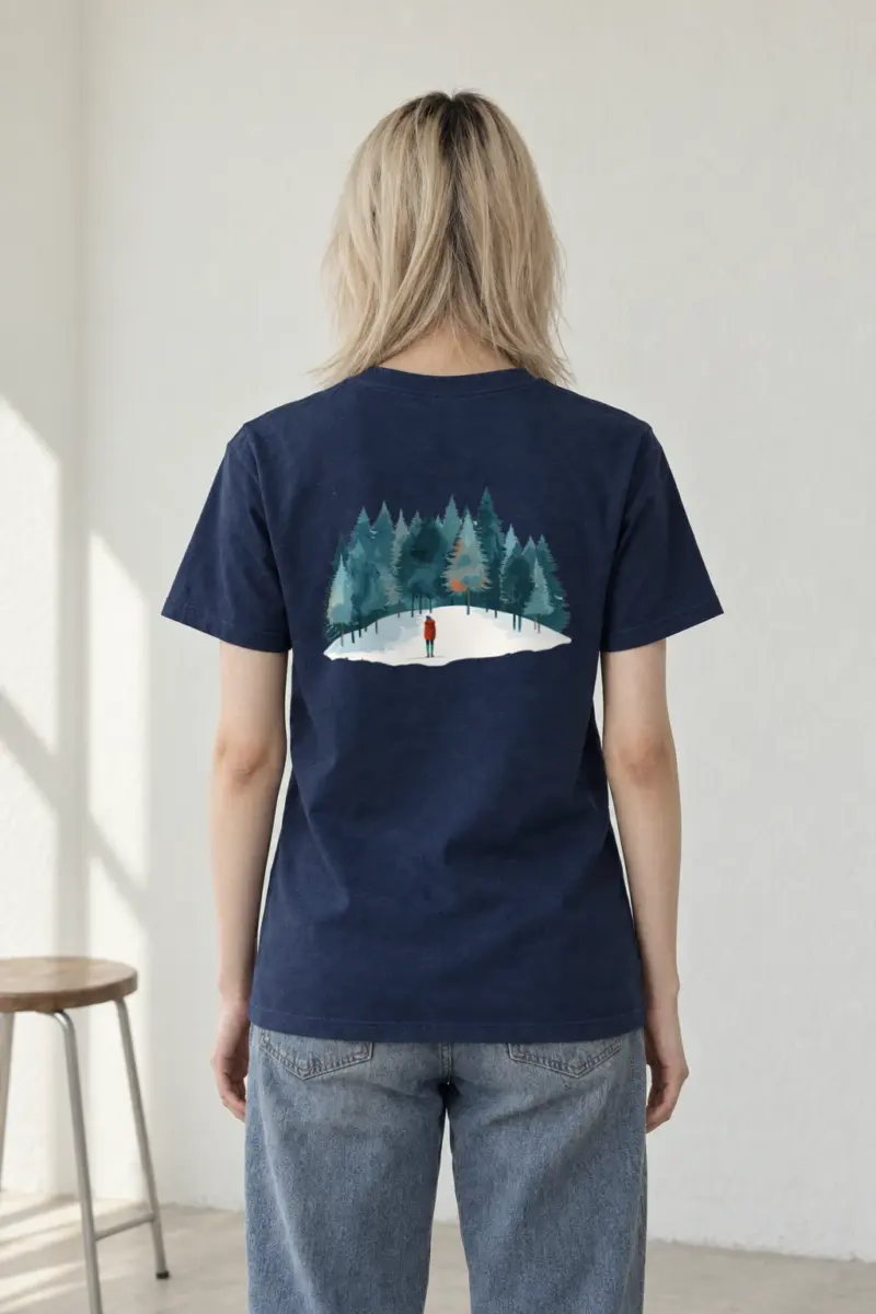 "Snowy Pine Path" Heavyweight Unisex Crewneck T-shirt