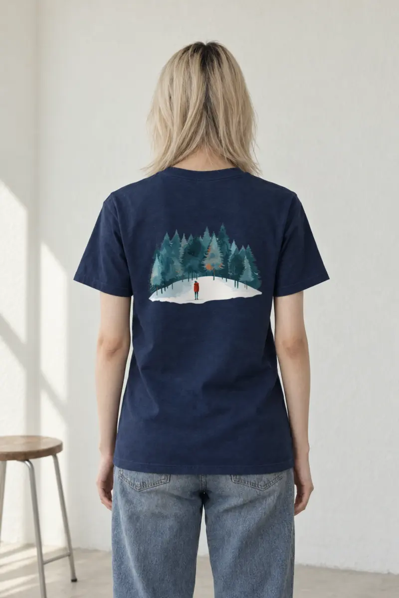 "Snowy Pine Path" Heavyweight Unisex Crewneck T-shirt