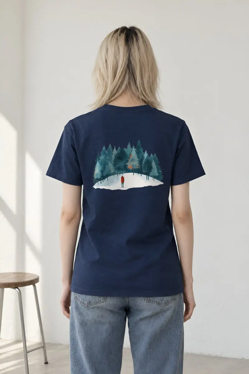 "Snowy Pine Path" Heavyweight Unisex Crewneck T-shirt