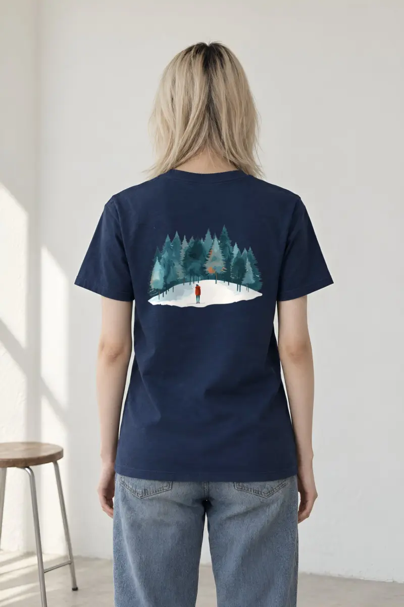 "Snowy Pine Path" Heavyweight Unisex Crewneck T-shirt
