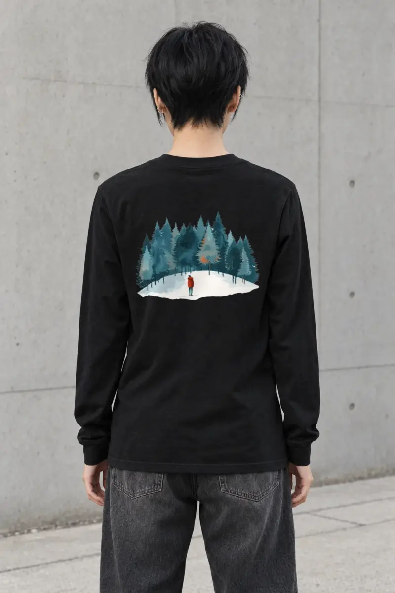 "Snowy Pine Path" Unisex Longsleeve T-shirt