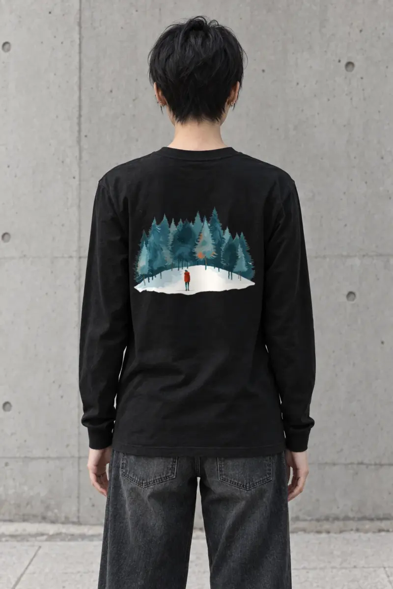 "Snowy Pine Path" Unisex Longsleeve T-shirt | Gildan 2400