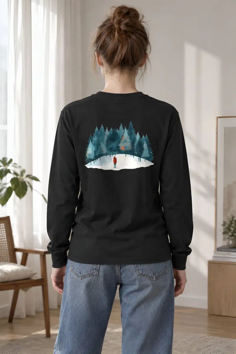 "Snowy Pine Path" Unisex Longsleeve T-shirt