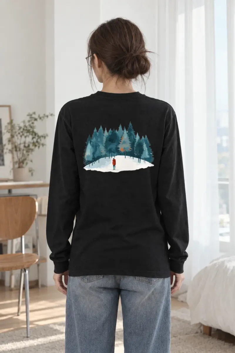 "Snowy Pine Path" Unisex Longsleeve T-shirt